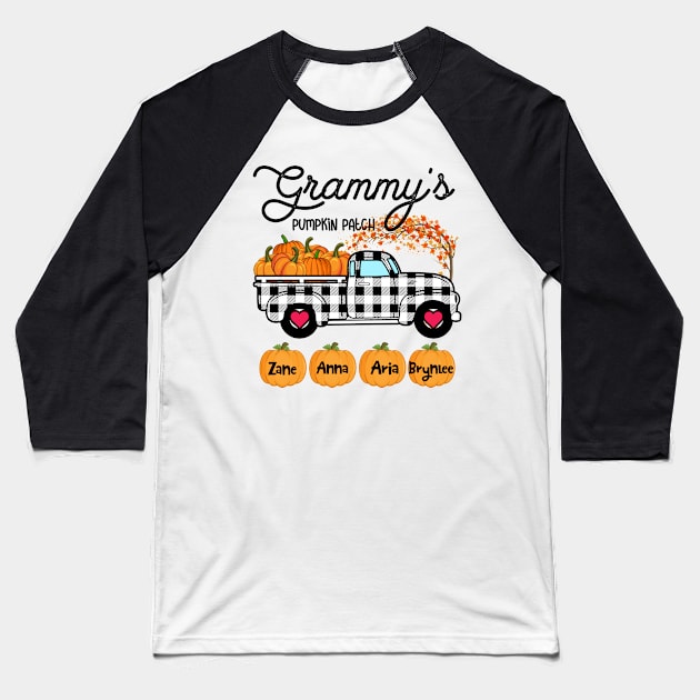 Grammy's Pumpkin Patch Truck Art, Happy Halloween Shirt, Fall Shirt, Grandma Birthday Gift, Personalized Baseball T-Shirt by briscoelavinia6674